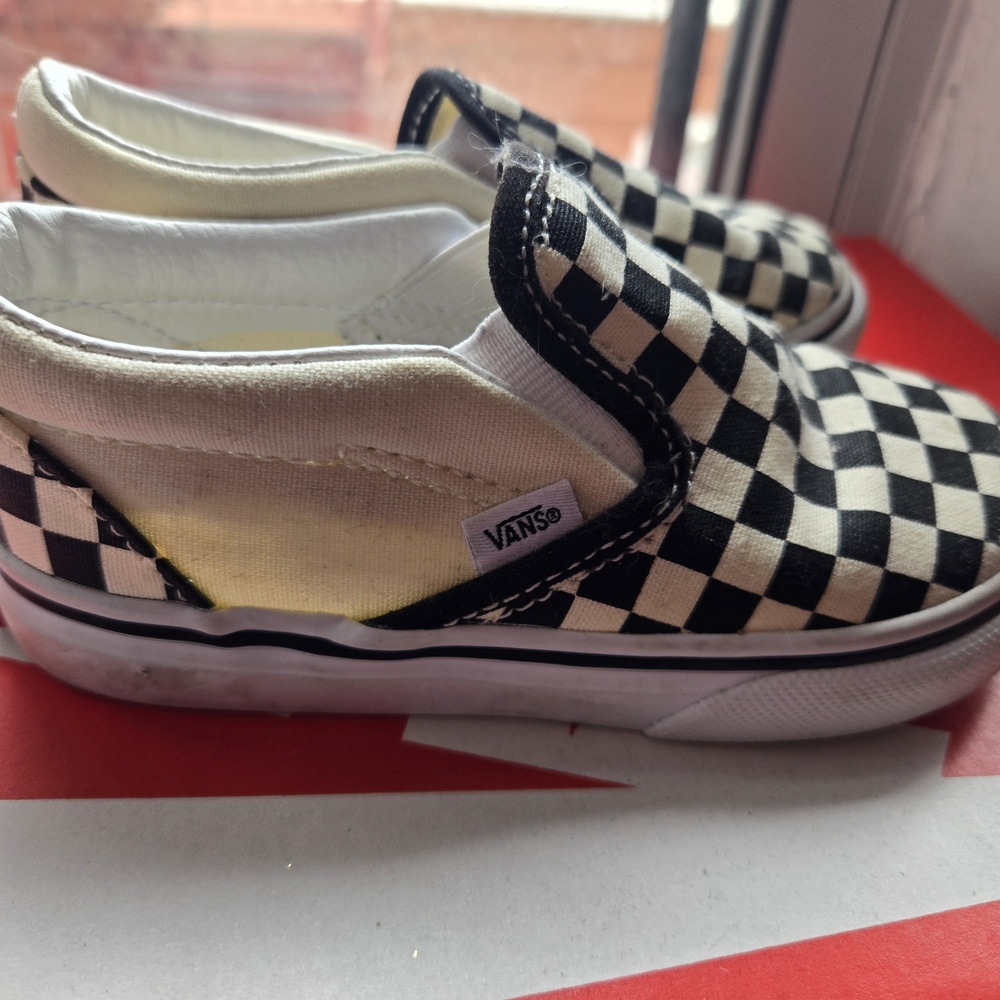 Vans Kids Checkerboard Slip-On Sneakers - Black & White